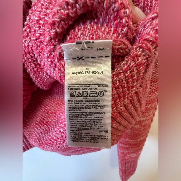 GAP 100% Cotton Misty Rose Marled Sweater Split Hem Women’s Size Medium - Picture 9 of 9